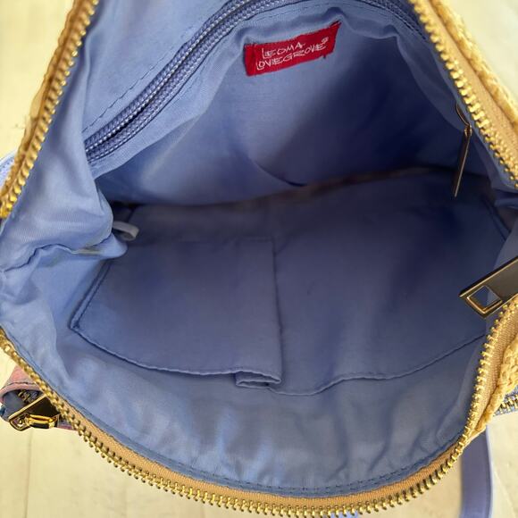 Leoma Lovegrove Vegan Leather & Straw Purse Crossbody with a palm tree beach - Picture 5 of 8